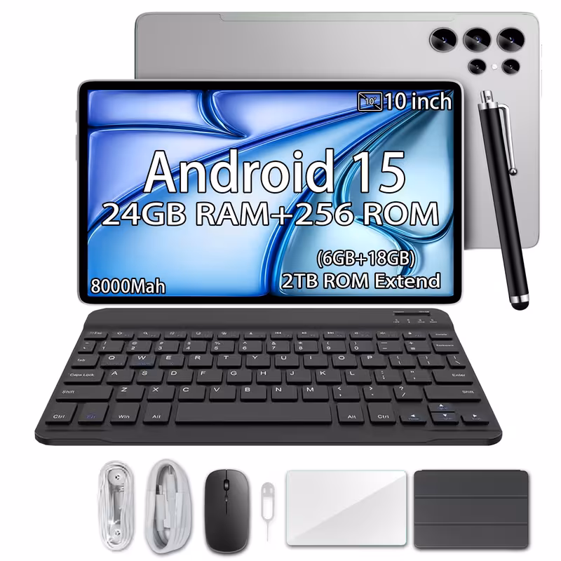 ندرويد 15 لعام 2026 | تابلت pc بشاشة ips fhd مقاس 10 بوصة مع لوحة مفاتيح
